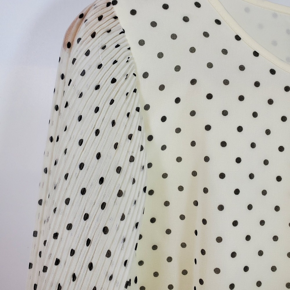 NWT Polka Dot Blouse Plus Size 1XP Sheer Pleated Slv Fairy Twee Soft Girl Talbot - Picture 2 of 10